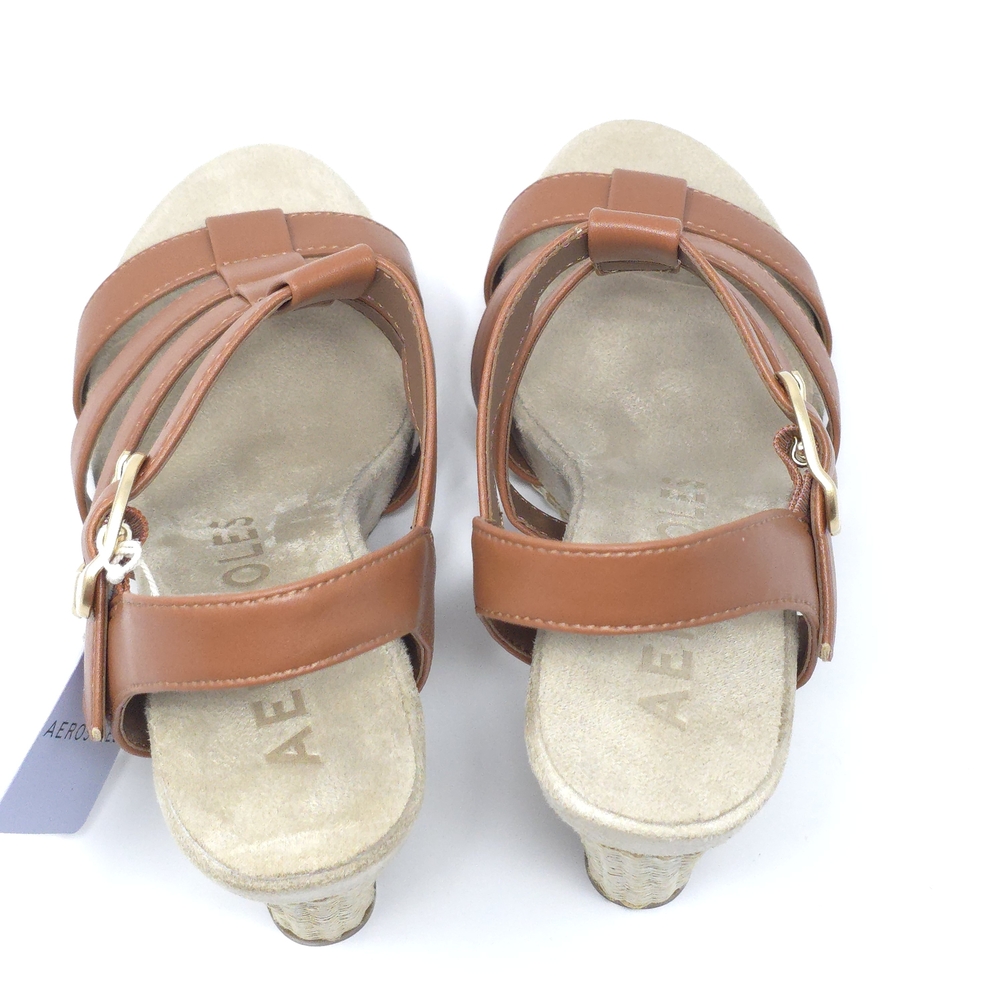 New Aerosoles Paige Gold Leather Caged Wedge Sandals Women’s - Picture 8 of 16